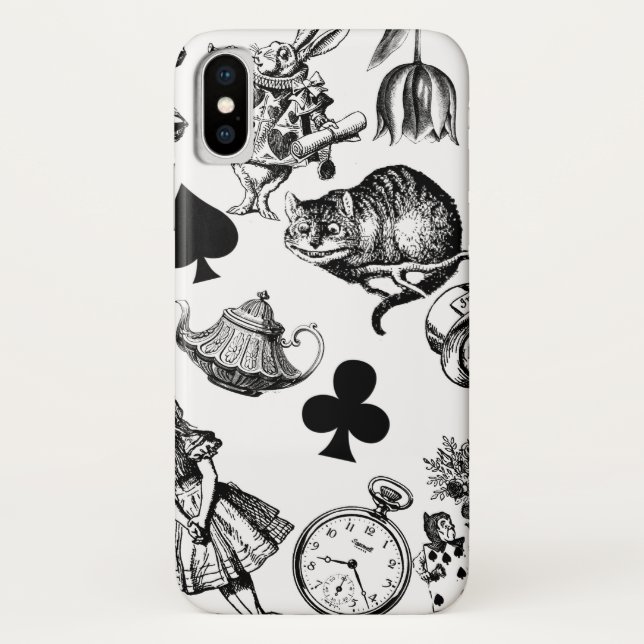 Alice White Rabbit Wonderland Cheshire Cat Case-Mate iPhone Case (Back)