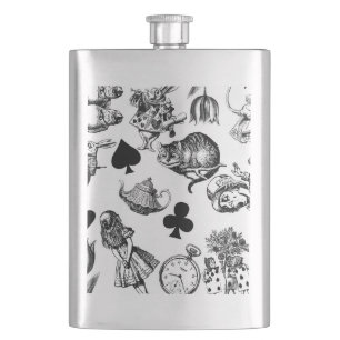 Alice White Rabbit Wonderland Cheshire Cat Hip Flask