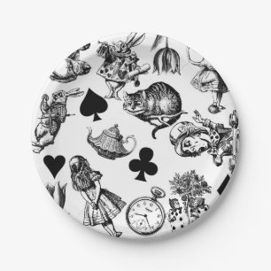 Alice White Rabbit Wonderland Cheshire Cat Paper Plate