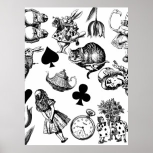 Alice White Rabbit Wonderland Cheshire Cat Poster