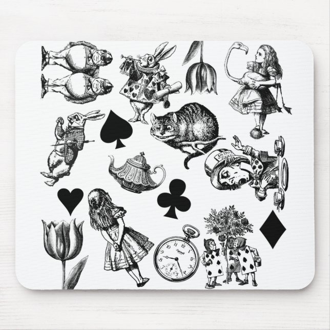 Alice White Rabbit Wonderland Classic Mouse Mat (Front)