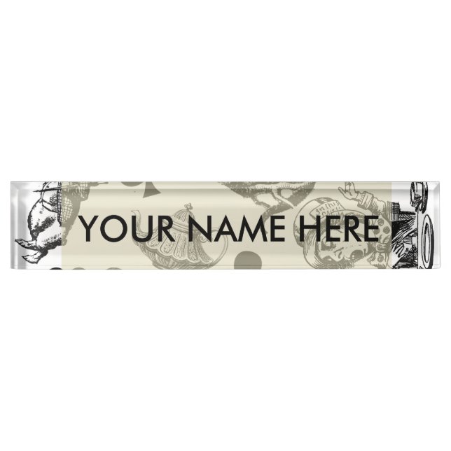 Alice White Rabbit Wonderland Classic Nameplate (Front)