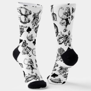 Alice White Rabbit Wonderland Classic Socks