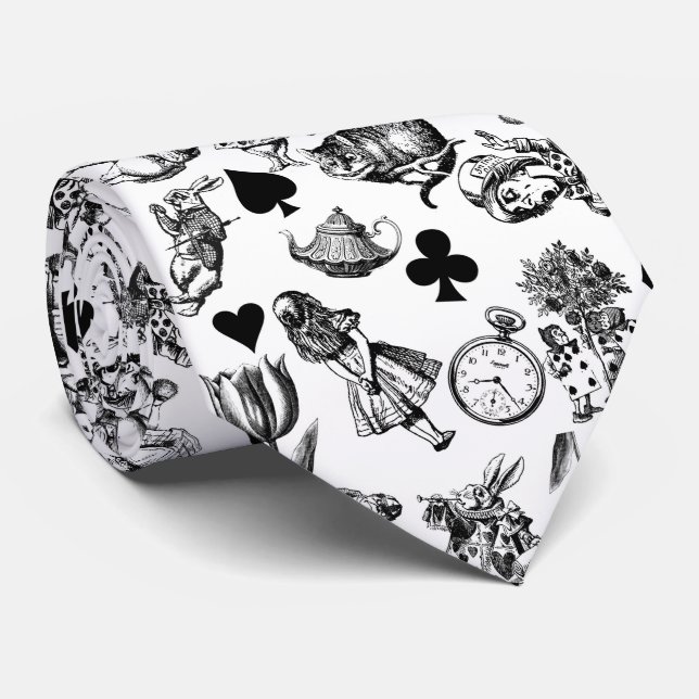 Alice White Rabbit Wonderland Classic Tie (Rolled)