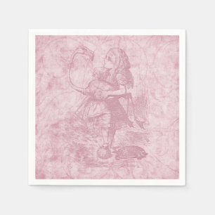 Alice with Flamingo Alice in Wonderland Floral Art Napkin