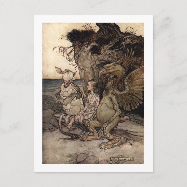 Alice with the Gryphon and the Mock Turtle Postcard (Front)