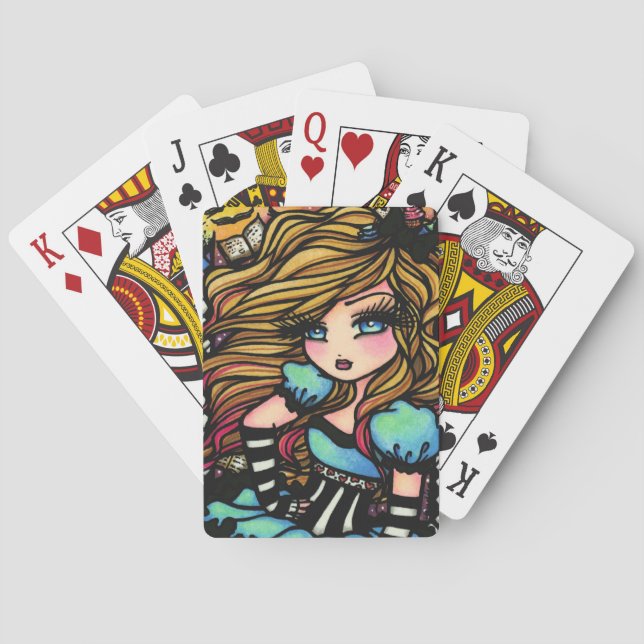 Alice Wonderland Book Fairy Girl Art Playing Cards (Back)