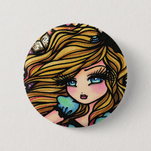 Alice Wonderland Books Girl Fairy Fantasy 6 Cm Round Badge