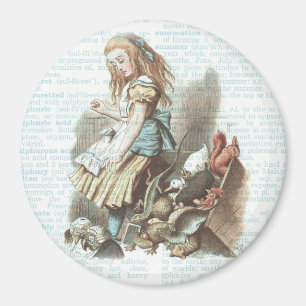 Alice Wonderland Favours Vintage Book Page Art Magnet