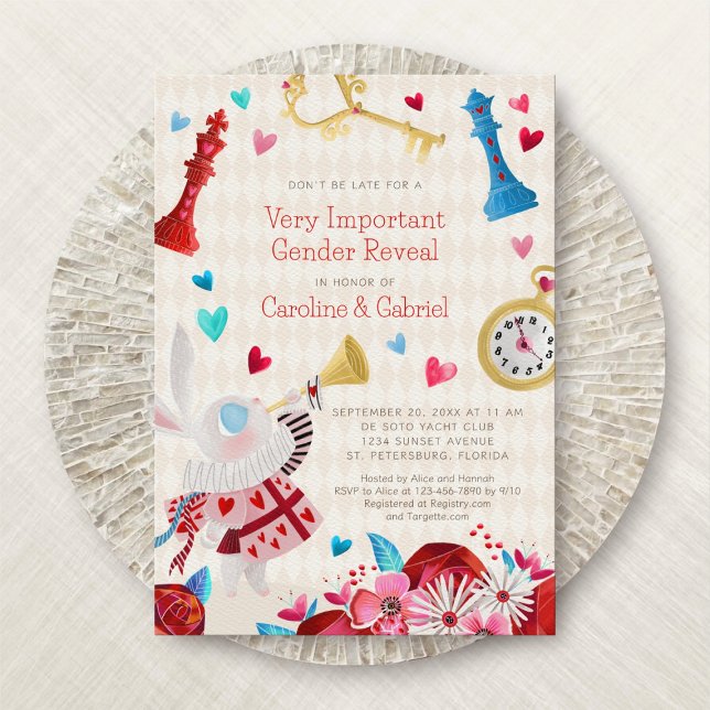 Alice Wonderland Gender Reveal Invitation (Creator Uploaded)