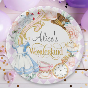 Alice Wonderland mad hatter tea party birthday Pap Paper Plate
