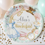 Alice Wonderland mad hatter tea party birthday Pap Paper Plate<br><div class="desc">Alice in Wonderland mad hater tea party birthday</div>