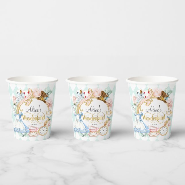 Alice Wonderland mad hatter tea party birthday Paper Cups (Multi)