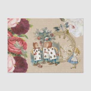 Alice Wonderland Roses Cards Cream Tissue Paper