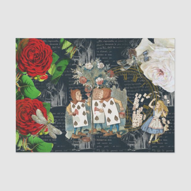 Alice Wonderland Roses Cards Literary Tissue Paper (Front)