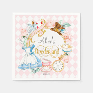 Alice Wonderland Tea Party, Girl 1st birthday  Napkin