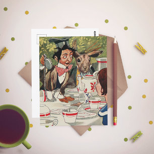 Alice's Adventures in Wonderland Tea Party Vintage Postcard