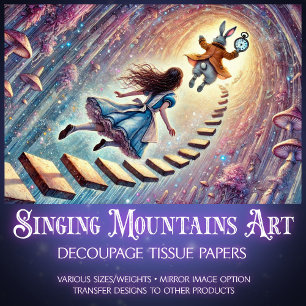 Alice's Enchanted Wonderland Descent  Decoupage Tissue Paper