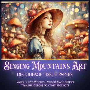 Alice's Magical Mushroom Wonderland Decoupage Tissue Paper