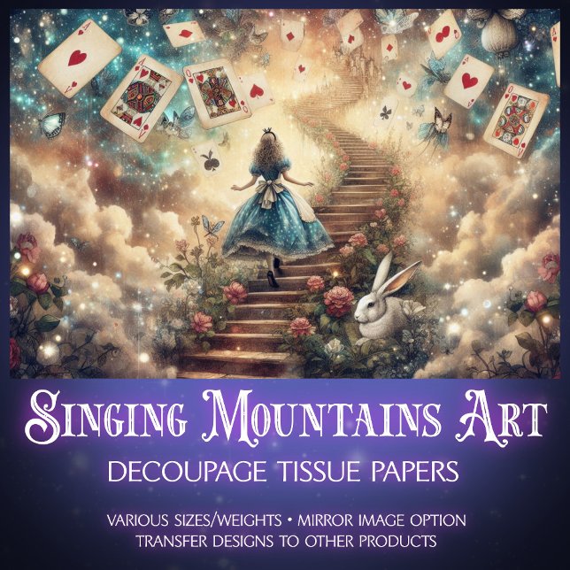 Alice's Whimsical Castle In The Clouds Decoupage Tissue Paper (Creator Uploaded)