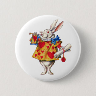 ALICE'S WHITE RABBIT IN WONDERLAND 6 CM ROUND BADGE