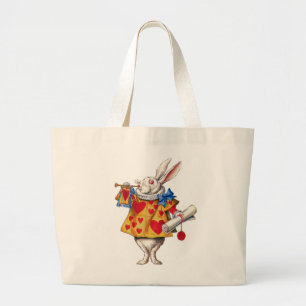 ALICE'S WHITE RABBIT IN WONDERLAND LARGE TOTE BAG
