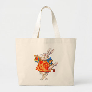 ALICE'S WHITE RABBIT LARGE TOTE BAG