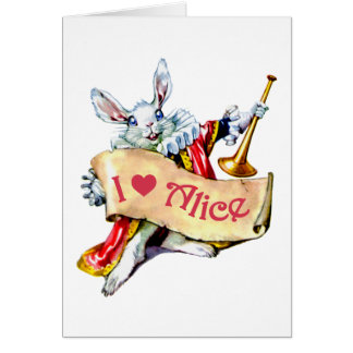 Alice's White Rabbit says, "I love Alice"