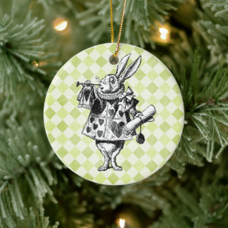 Alice's White Rabbit Vintage Ceramic Tree Decoration