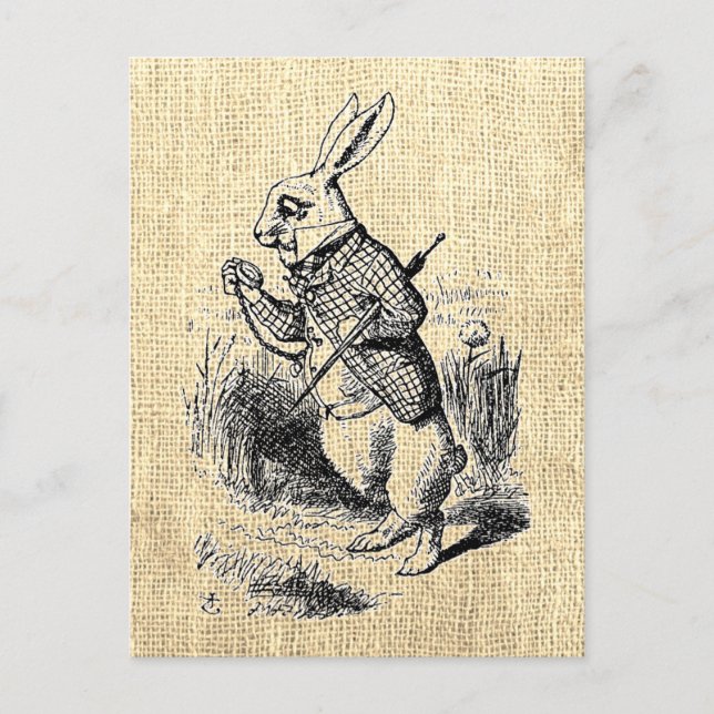 Alice's White Rabbit Vintage Illustration Postcard (Front)
