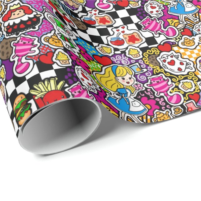 Alice's Wonderland Mad Hatter Tea Party INVITE Wrapping Paper (Roll Corner)