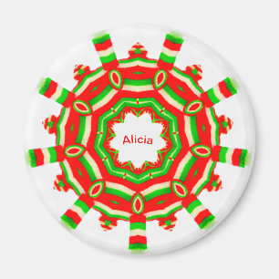 ALICIA ~ Personalised Christmas Wheel Fractal ~ Magnet