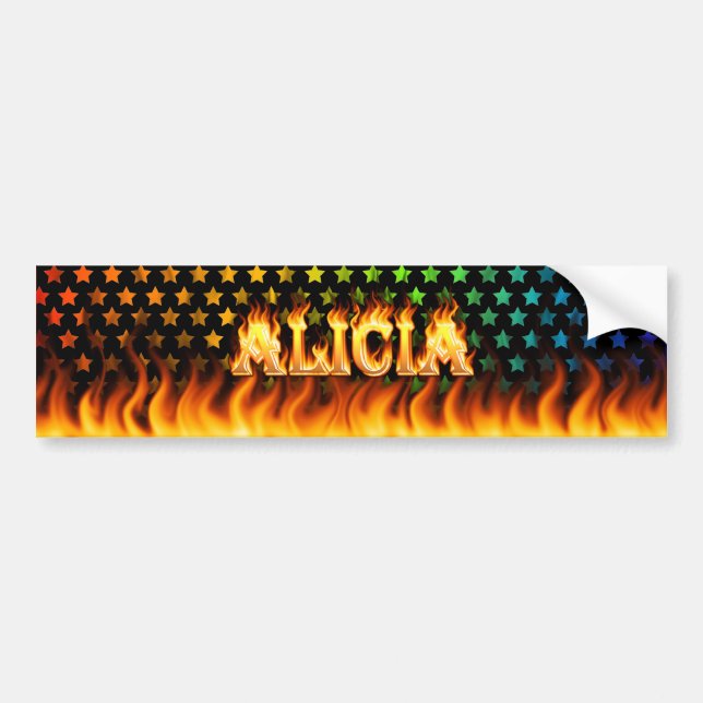 Alicia real fire and flames bumper sticker design (Front)