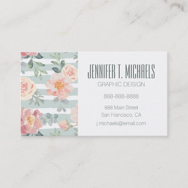 Alicia Rose Stripe Pattern Business Card (Front)