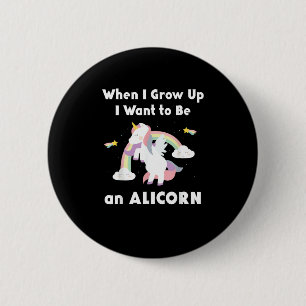 Alicorn When I Grow Up Unicorn Rainbow Pastel Magi 6 Cm Round Badge
