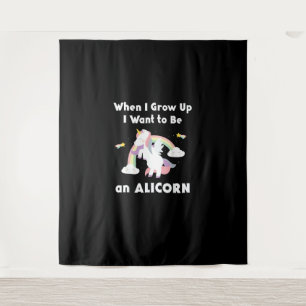 Alicorn When I Grow Up Unicorn Rainbow Pastel Magi Tapestry