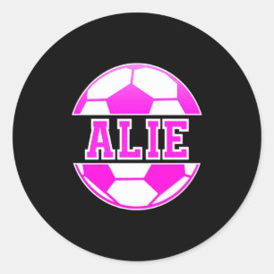 Alie Name Girls Soccer Play Football Sports Fan Ba Classic Round Sticker