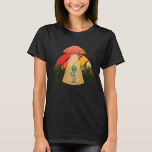 Alien Abducted UFO Mushroom Psychedelic Trippy Out T-Shirt