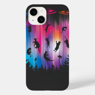 Alien Abduction Cat Flying Saucer Funny UFO Case-Mate iPhone 14 Case