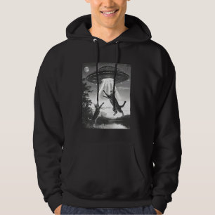 Alien Abduction Cats UFO Flying Saucer Space Funny Hoodie