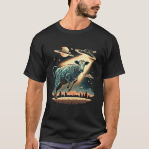 Alien Abduction Cow UFO Spaceship Extraterrestrial T-Shirt