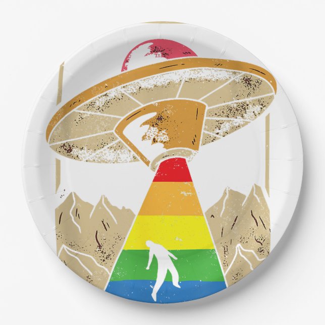 Alien Abduction Gay Pride Gaylien Lgbt  Paper Plate (Front)