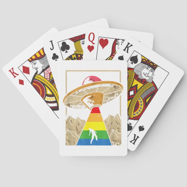 Alien Abduction Gay Pride Gaylien Lgbt  Playing Cards (Back)
