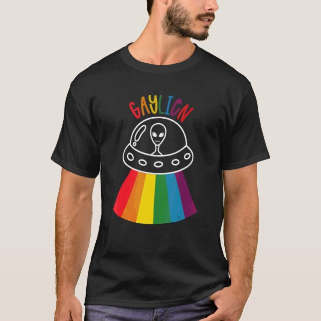 Alien Abduction Gay Pride Gaylien Lgbt T-Shirt (Front)