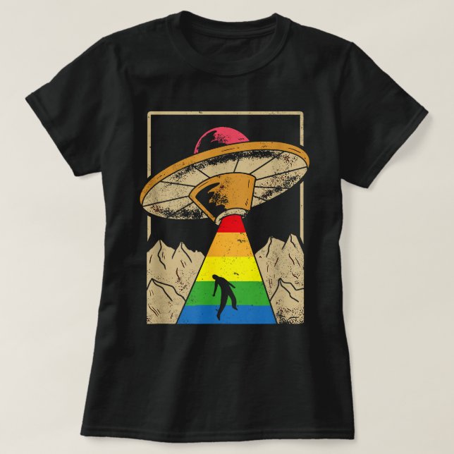 Alien Abduction Gay Pride Gaylien Lgbt  T-Shirt (Design Front)