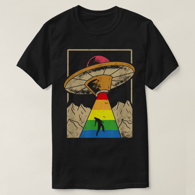 Alien Abduction Gay Pride Gaylien Lgbt  T-Shirt (Design Front)