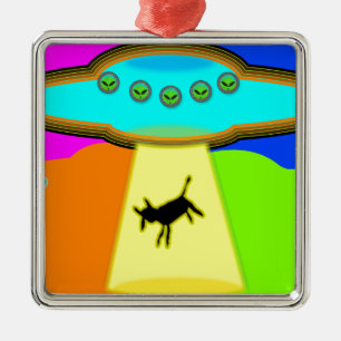 Alien Abduction Metal Tree Decoration