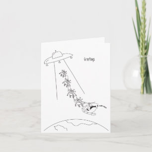 Alien Abduction of Santa Claus Christmas Card