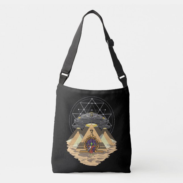 Alien Abduction Space Annunaki Egyptian Pyramids Crossbody Bag (Front)