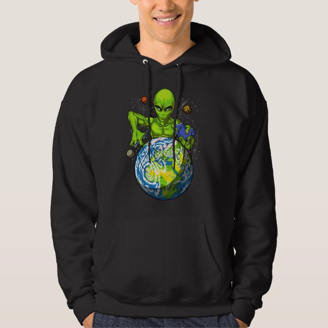 Alien Abduction Space Planet UFO Conspiracy Hoodie (Front)